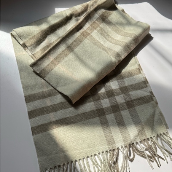Burberry Classic Check Scarf in Beige and Cream - Picture 1 of 6